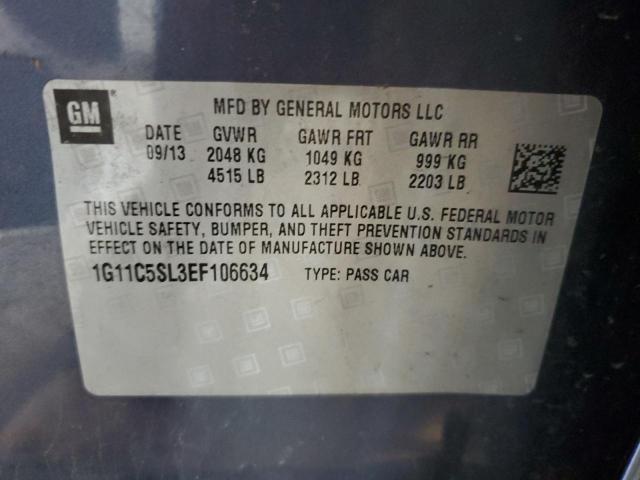 1G11C5SL3EF106634 - 2014 CHEVROLET MALIBU 1LT BLUE photo 12