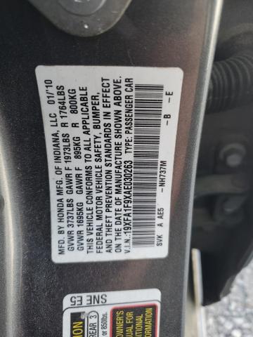 19XFA1F9XAE030263 - 2010 HONDA CIVIC EXL 灰色 照片 12