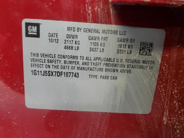 1G11J5SX7DF187743 - 2013 CHEVROLET MALIBU LTZ წითელი ფოტო 13