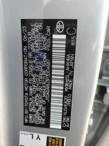 JTDADABU3P3004681 - 2023 TOYOTA PRIUS LE SILVER photo 12