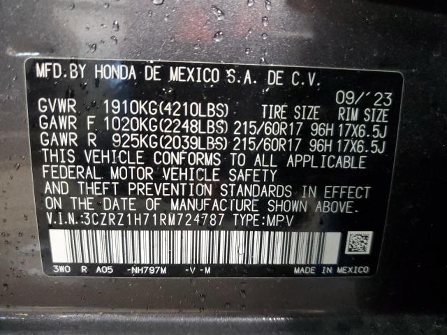 3CZRZ1H71RM724787 - 2024 HONDA HR-V EXL CHARCOAL photo 13