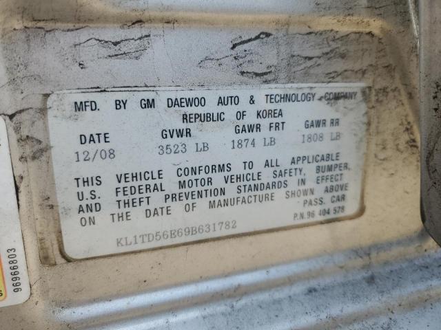 KL1TD56E69B631782 - 2009 CHEVROLET AVEO LS 银色 照片 12