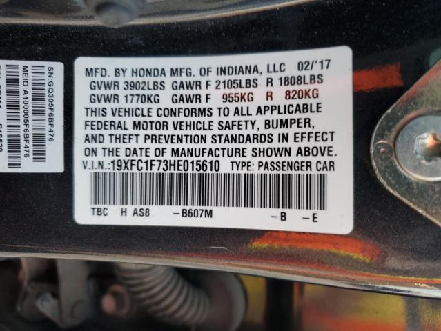 19XFC1F73HE015610 - 2017 HONDA CIVIC EXL CHARCOAL photo 13