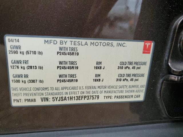 5YJSA1H13EFP37579 - 2014 TESLA MODEL S BROWN photo 12