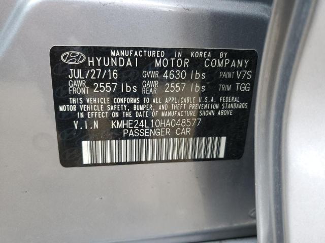 KMHE24L10HA048577 - 2017 HYUNDAI SONATA HYBRID SILVER photo 12