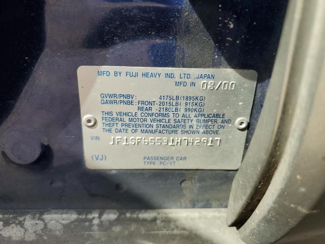 JF1SF65531H742917 - 2001 SUBARU FORESTER S BLUE photo 13