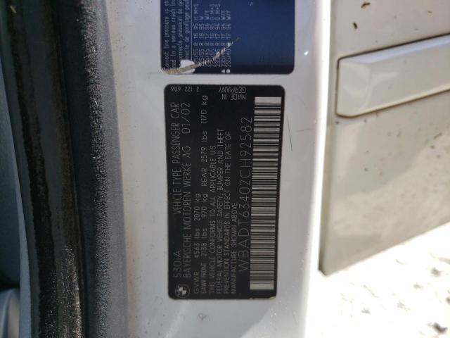 WBADT63402CH92582 - 2002 BMW 530 I AUTOMATIC WHITE photo 12