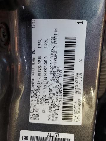 5TFCY5F11GX019709 - 2016 TOYOTA TUNDRA DOUBLE CAB SR/SR5 GRAY photo 13