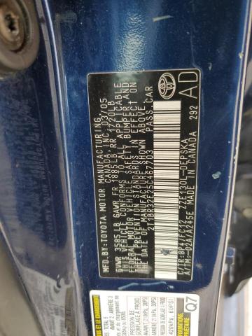 2T1BR32E25C467703 - 2005 TOYOTA COROLLA CE BLUE photo 12