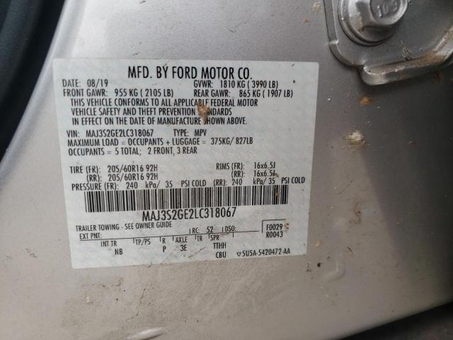 MAJ3S2GE2LC318067 - 2020 FORD ECOSPORT SE Արծաթագույն լուսանկար 13