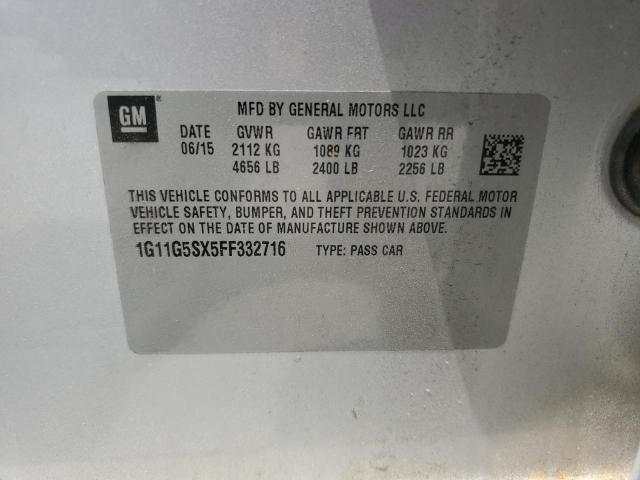 1G11G5SX5FF332716 - 2015 CHEVROLET MALIBU LTZ ვერცხლისფერი ფოტო 12