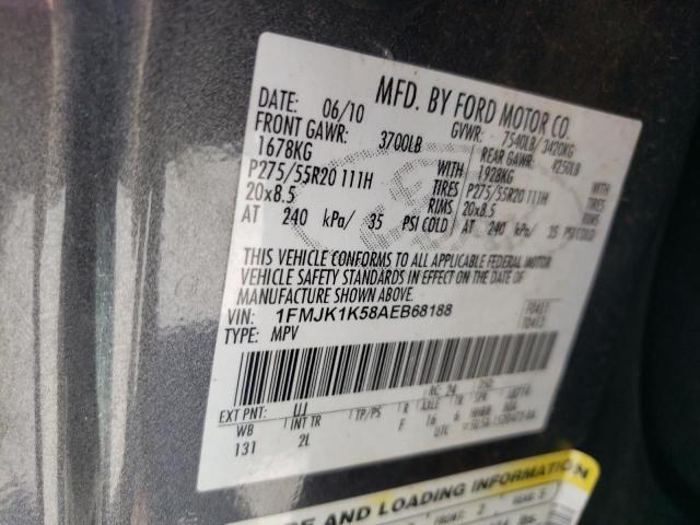 1FMJK1K58AEB68188 - 2010 FORD EXPEDITION EL LIMITED GRAY photo 13