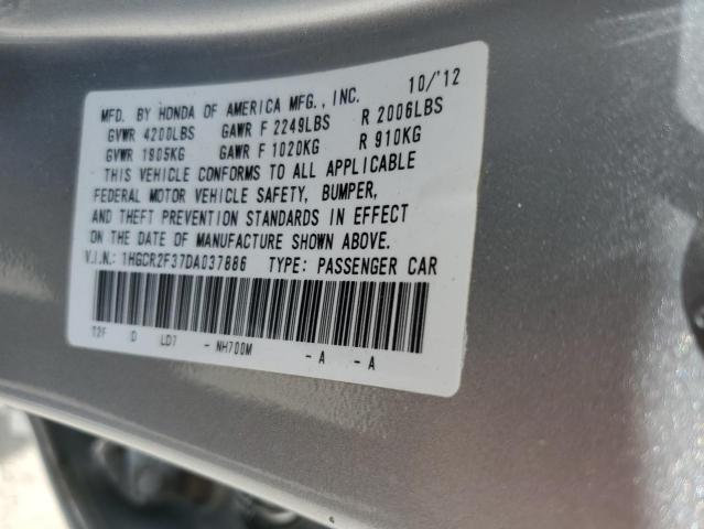 1HGCR2F37DA037886 - 2013 HONDA ACCORD LX SILVER photo 12