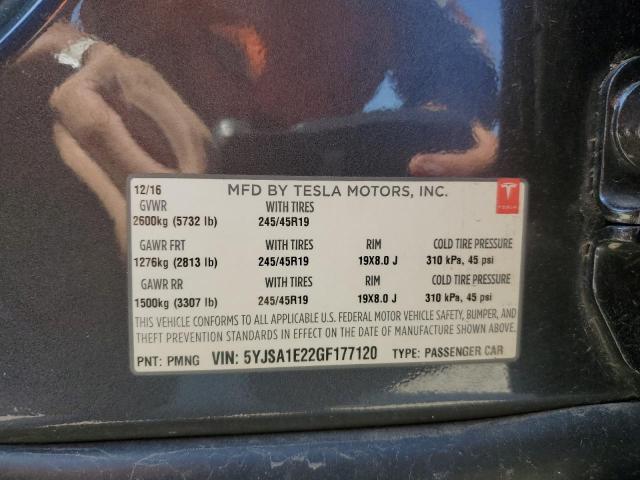 5YJSA1E22GF177120 - 2016 TESLA MODEL S GRAY photo 13