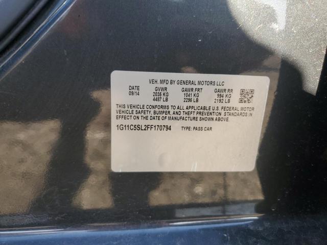 1G11C5SL2FF170794 - 2015 CHEVROLET MALIBU 1LT CHARCOAL photo 12