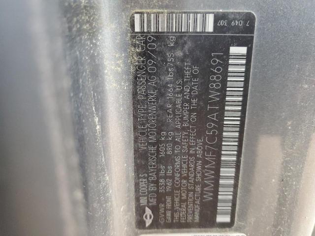 WMWMF7C59ATW88691 - 2010 MINI COOPER S SILVER photo 12