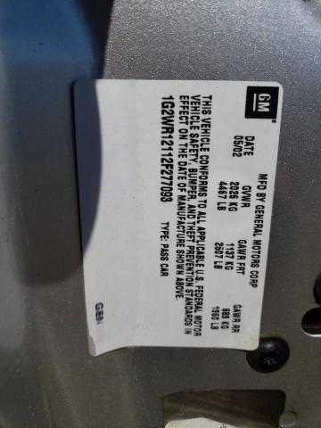 1G2WR12112F277093 - 2002 PONTIAC GRAND PRIX GTP SILVER photo 12