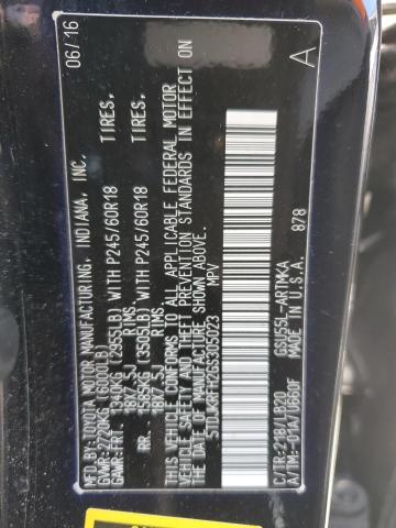 5TDJKRFH2GS305023 - 2016 TOYOTA HIGHLANDER XLE BLACK photo 13