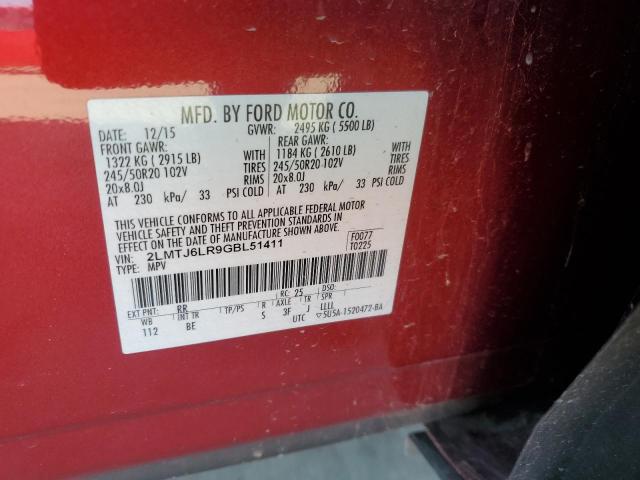 2LMTJ6LR9GBL51411 - 2016 LINCOLN MKX RESERVE Կարմիր լուսանկար 13