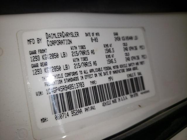 1C4GP45R94B513783 - 2004 CHRYSLER TOWN & COU თეთრი ფოტო 10