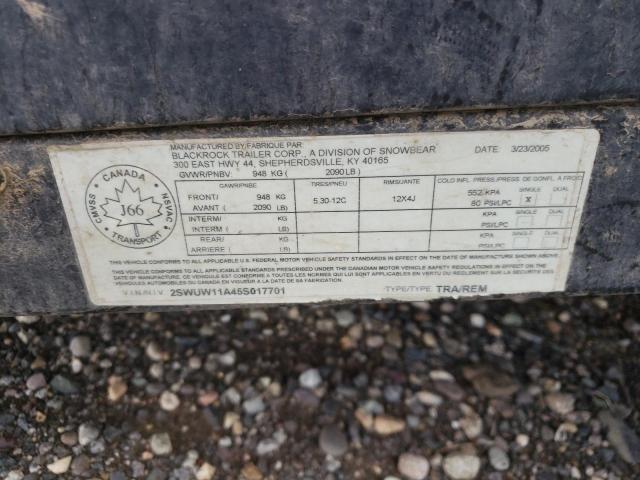 2SWUW11A45S017701 - 2005 UTILITY TRAILER BLACK photo 10