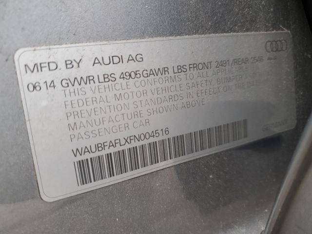 WAUBFAFLXFN004516 - 2015 AUDI A4 PREMIUM SILVER photo 12