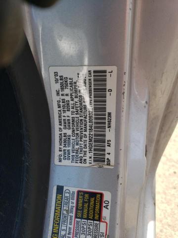 1HGEM22184L009322 - 2004 HONDA CIVIC DX VP SILVER photo 12