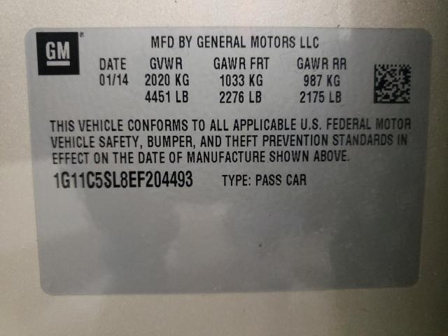 1G11C5SL8EF204493 - 2014 CHEVROLET MALIBU 1LT 米色 照片 12