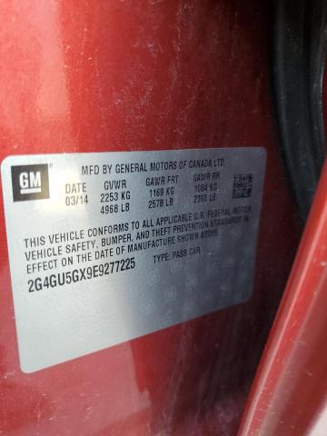 2G4GU5GX9E9277225 - 2014 BUICK REGAL GS RED photo 12