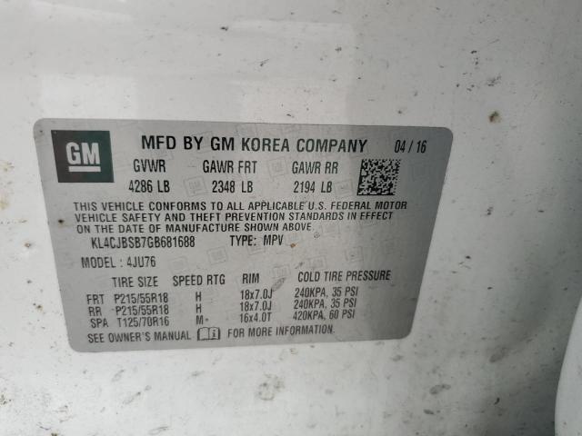 KL4CJBSB7GB681688 - 2016 BUICK ENCORE CONVENIENCE 白色 照片 13