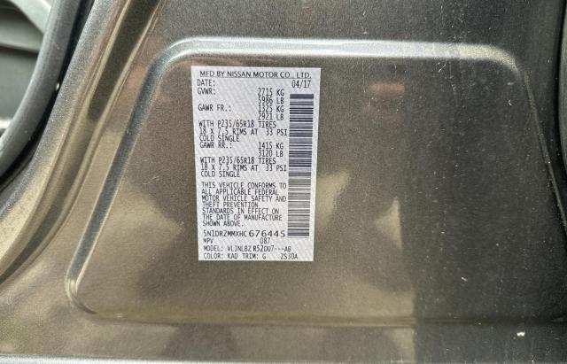 5N1DR2MMXHC676445 - 2017 NISSAN PATHFINDER S 灰色 照片 10