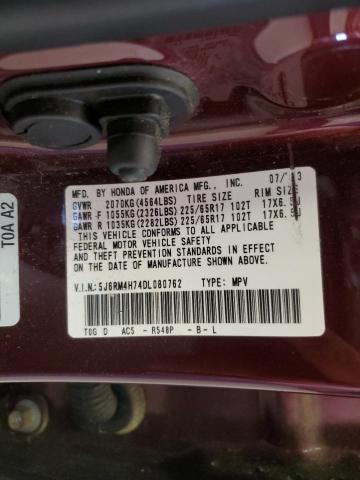 5J6RM4H74DL080762 - 2013 HONDA CR-V EXL 勃艮第红 照片 13