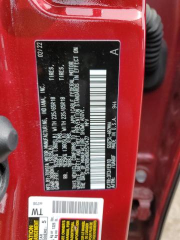 5TDHZRBH6NS570427 - 2022 TOYOTA HIGHLANDER XLE RED photo 13