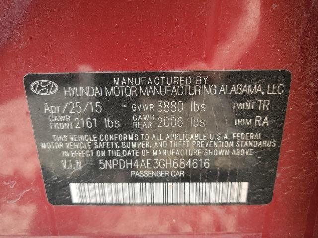 5NPDH4AE3GH684616 - 2016 HYUNDAI ELANTRA SE RED photo 12