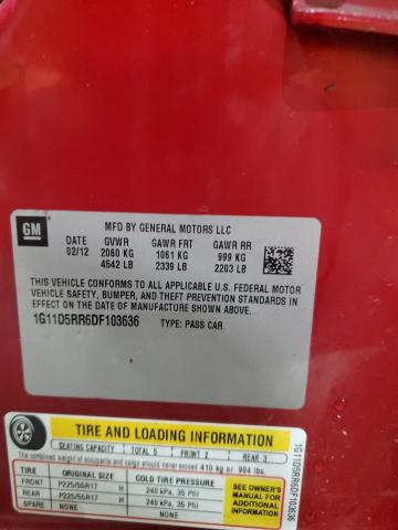 1G11D5RR6DF103636 - 2013 CHEVROLET MALIBU 1LT 栗色 照片 12