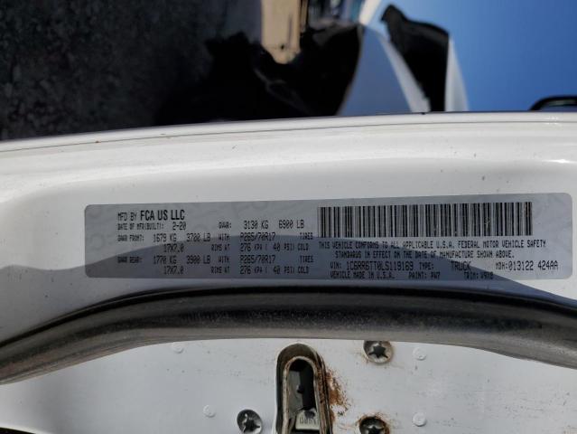 1C6RR6TT0LS119169 - 2020 RAM 1500 CLASS SLT თეთრი ფოტო 12