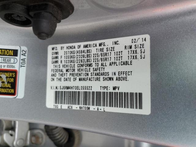 5J6RM4H70EL055522 - 2014 HONDA CR-V EXL SILVER photo 13