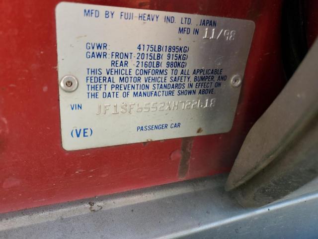 JF1SF6552XH722618 - 1999 SUBARU FORESTER S RED photo 12