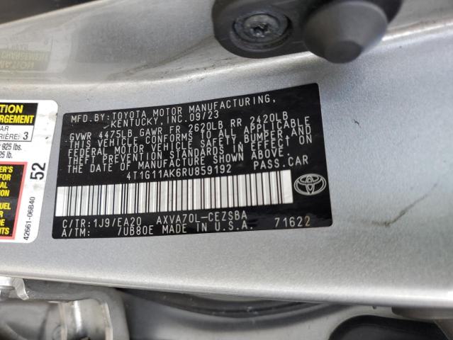 4T1G11AK6RU859192 - 2024 TOYOTA CAMRY SE NIGHT SHADE SILVER photo 12