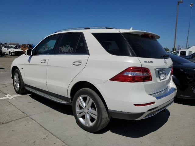 4JGDA5HB9CA084010 - 2012 MERCEDES-BENZ ML 350 4MATIC WHITE photo 2
