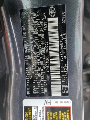 4T1BD1EB3JU062723 - 2018 TOYOTA AVALON HYBRID CHARCOAL photo 12