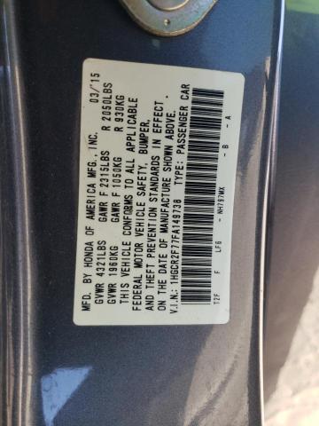 1HGCR2F77FA149738 - 2015 HONDA ACCORD EX GRAY photo 13