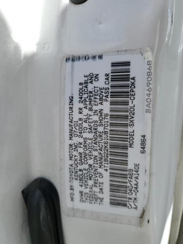 4T1BG22K61U870176 - 2001 TOYOTA CAMRY CE WHITE photo 12