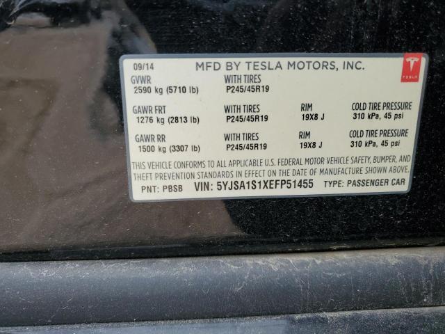 5YJSA1S1XEFP51455 - 2014 TESLA MODEL S 黑色 照片 12