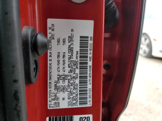 3TMAZ5CN0LM135169 - 2020 TOYOTA TACOMA DOUBLE CAB RED photo 12