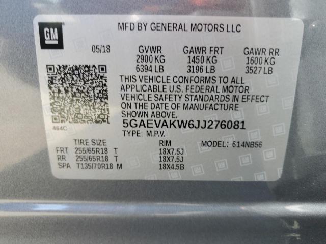5GAEVAKW6JJ276081 - 2018 BUICK ENCLAVE ESSENCE 灰色 照片 12