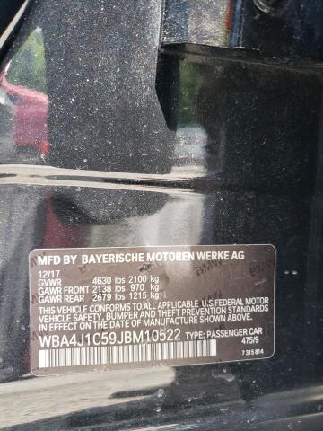 WBA4J1C59JBM10522 - 2018 BMW 430I GRAN COUPE BLACK photo 12