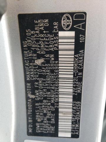 2T1KR32E66C556904 - 2006 TOYOTA COROLLA MA XR SILVER photo 12