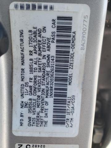 1NXBR32E06Z631143 - 2006 TOYOTA COROLLA CE SILVER photo 12