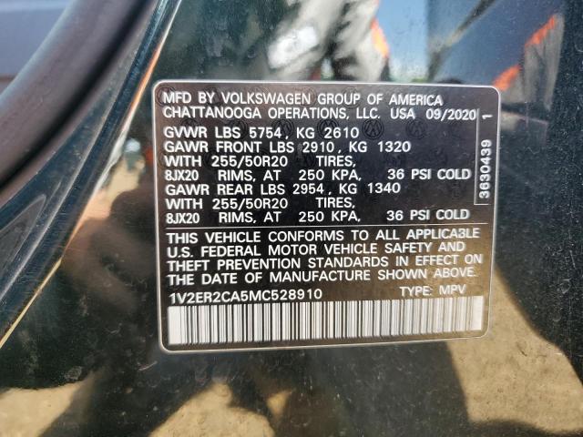 1V2ER2CA5MC528910 - 2021 VOLKSWAGEN ATLAS SEL 绿色 照片 13